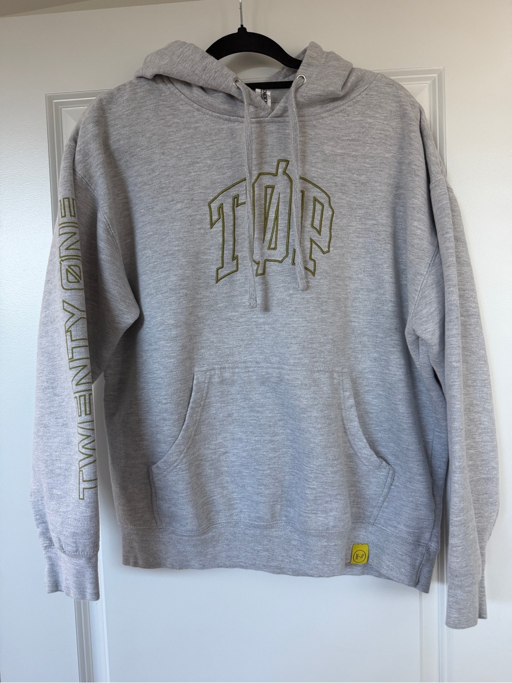 Twenty One Pilots Gray Hoodie with Olive Logo Accent